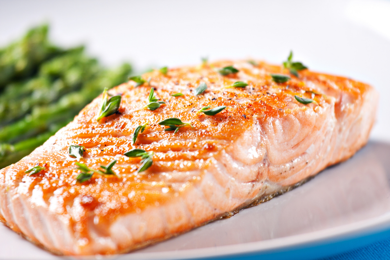 Cooked salmon on a plate