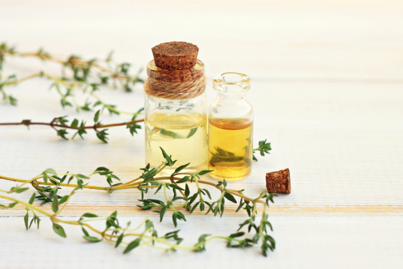Thyme leaves and oils