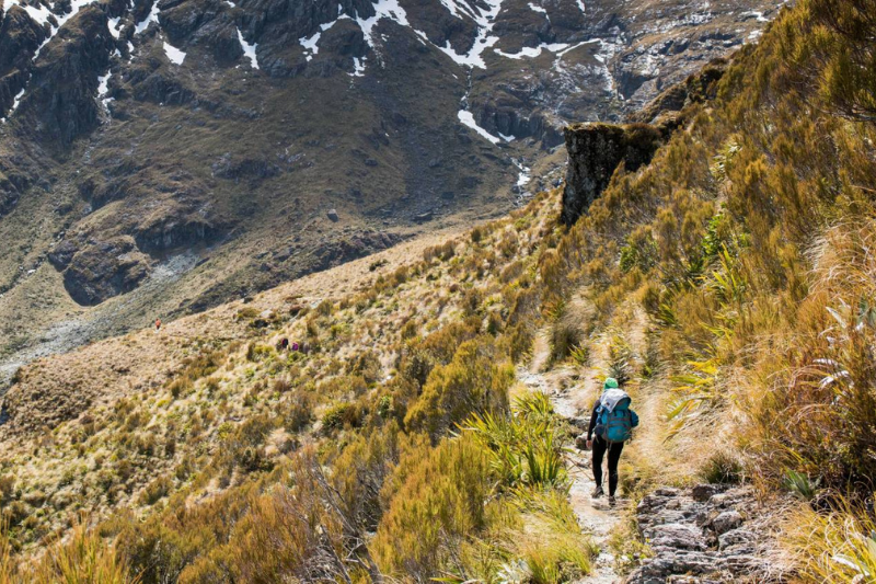 Person walking on Routeburn Track Otago