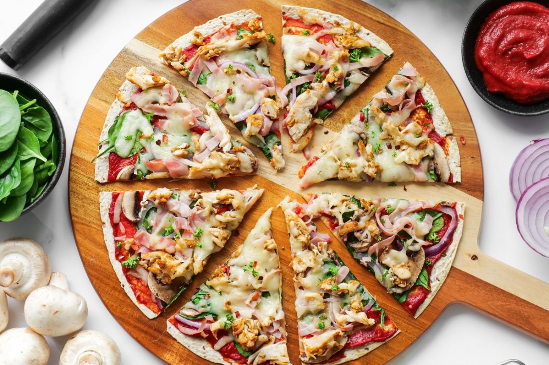 Rainbow loaded pizzas image